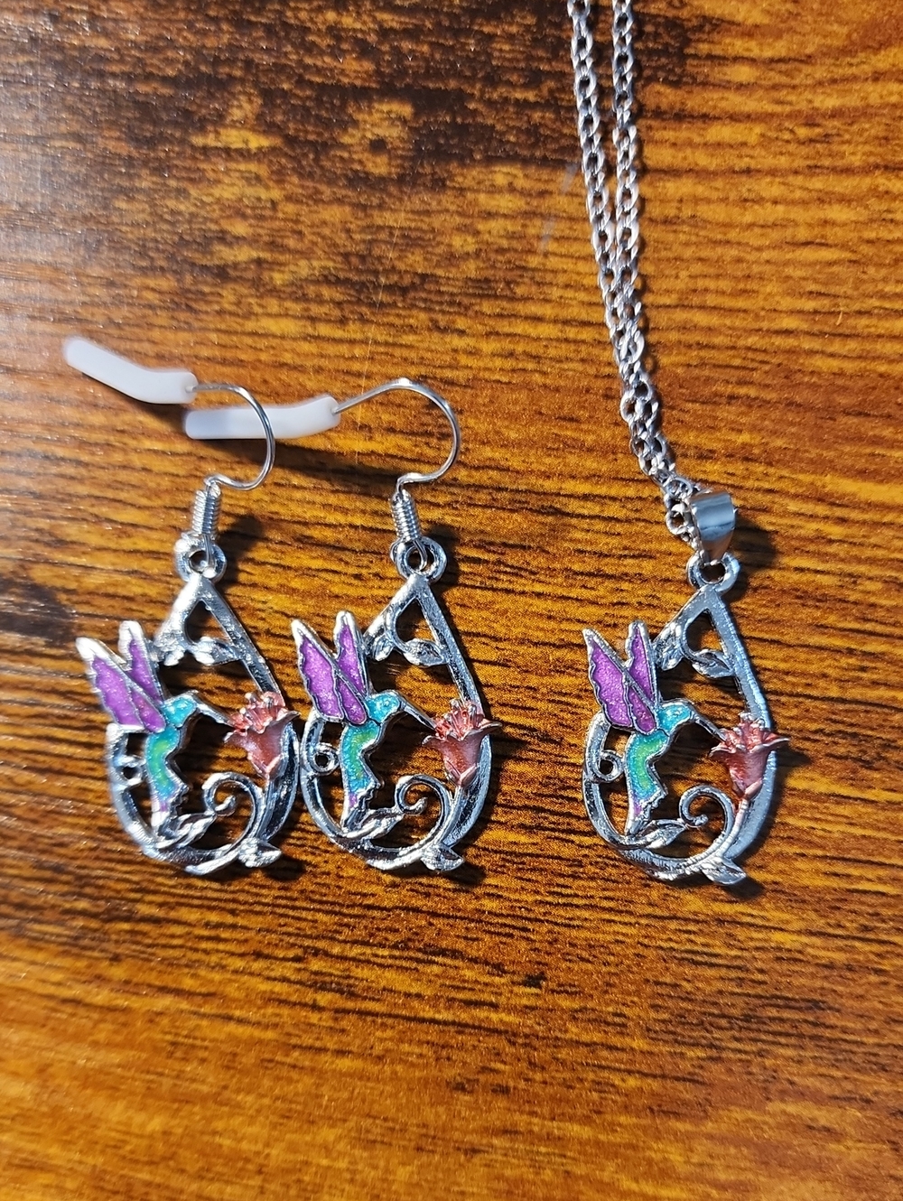 3pcs Elegant Hummingbird & Flower Designed Necklace And Earrings Set Valentines